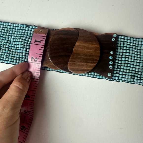 Handmade Bohemian Elastic Hippie EthicallyMade Wooden Closure Stretchy Bead Belt - Picture 10 of 12